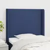 Image de vidaXL Tête de lit avec oreilles Bleu 93x16x118/128 cm Tissu