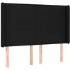 Image de vidaXL Tête de Lit avec Oreilles Meuble de Chambre à Coucher Accessoire de Lit Double Tête de Cadre de Lit Intérieur Noir 147x16x118/128 cm Tissu