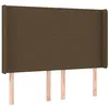Image de vidaXL Tête de Lit avec Oreilles Meuble de Chambre à Coucher Accessoire de Lit Double Tête de Cadre de Lit Marron Foncé 147x16x118/128 cm Tissu