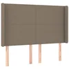 Image de vidaXL Tête de Lit avec Oreilles Meuble de Chambre à Coucher Accessoire de Lit Double Tête de Cadre de Lit Intérieur Taupe 147x16x118/128 cm Tissu