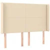 Image de vidaXL Tête de Lit avec Oreilles Meuble de Chambre à Coucher Accessoire de Lit Double Tête de Cadre de Lit Intérieur Crème 147x16x118/128 cm Tissu