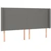 Image de vidaXL Tête de Lit avec Oreilles Meuble de Chambre à Coucher Accessoire de Lit Double Tête de Cadre de Lit Gris Foncé 163x16x118/128 cm Tissu
