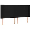 Image de vidaXL Tête de Lit avec Oreilles Meuble de Chambre à Coucher Accessoire de Lit Double Tête de Cadre de Lit Intérieur Noir 163x16x118/128 cm Tissu