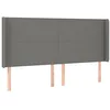 Image de vidaXL Tête de Lit avec Oreilles Meuble de Chambre à Coucher Accessoire de Lit Double Tête de Cadre de Lit Gris Foncé 183x16x118/128 cm Tissu