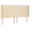 Image de vidaXL Tête de Lit avec Oreilles Meuble de Chambre à Coucher Accessoire de Lit Double Tête de Cadre de Lit Intérieur Crème 183x16x118/128 cm Tissu