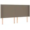 Image de vidaXL Tête de Lit avec Oreilles Meuble de Chambre à Coucher Accessoire de Lit Double Tête de Cadre de Lit Intérieur Taupe 203x16x118/128 cm Tissu