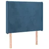 Image de vidaXL Tête de Lit avec Oreilles Meuble de Chambre à Coucher Accessoire de Lit Simple Tête de Cadre de Lit Bleu Foncé 103x16x118/128 cm Velours