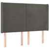 Image de vidaXL Tête de Lit avec Oreilles Meuble de Chambre à Coucher Accessoire de Lit Double Tête de Cadre de Lit Gris Foncé 147x16x118/128 cm Velours
