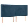 Image de vidaXL Tête de Lit avec Oreilles Meuble de Chambre à Coucher Accessoire de Lit Double Tête de Cadre de Lit Bleu Foncé 163x16x118/128 cm Velours