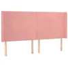Image de vidaXL Tête de Lit avec Oreilles Meuble de Chambre à Coucher Accessoire de Lit Double Tête de Cadre de Lit Intérieur Rose 163x16x118/128 cm Velours