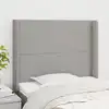 Image de vidaXL Tête de lit avec oreilles Gris clair 93x16x118/128 cm Tissu