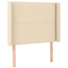 Image de vidaXL Tête de Lit avec Oreilles Meuble de Chambre à Coucher Accessoire de Lit Simple Tête de Cadre de Lit Intérieur Crème 93x16x118/128 cm Tissu