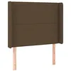 Image de vidaXL Tête de Lit avec Oreilles Meuble de Chambre à Coucher Accessoire de Lit Simple Tête de Cadre de Lit Marron Foncé 103x16x118/128 cm Tissu