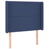 Image de vidaXL Tête de Lit avec Oreilles Meuble de Chambre à Coucher Accessoire de Lit Simple Tête de Cadre de Lit Intérieur Bleu 103x16x118/128 cm Tissu