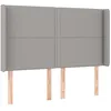 Image de vidaXL Tête de Lit avec Oreilles Meuble de Chambre à Coucher Accessoire de Lit Double Tête de Cadre de Lit Gris Clair 147x16x118/128 cm Tissu