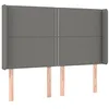 Image de vidaXL Tête de Lit avec Oreilles Meuble de Chambre à Coucher Accessoire de Lit Double Tête de Cadre de Lit Gris Foncé 147x16x118/128 cm Tissu