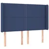 Image de vidaXL Tête de Lit avec Oreilles Meuble de Chambre à Coucher Accessoire de Lit Double Tête de Cadre de Lit Intérieur Bleu 147x16x118/128 cm Tissu