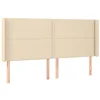Image de vidaXL Tête de Lit avec Oreilles Meuble de Chambre à Coucher Accessoire de Lit Double Tête de Cadre de Lit Intérieur Crème 183x16x118/128 cm Tissu