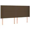 Image de vidaXL Tête de Lit avec Oreilles Meuble de Chambre à Coucher Accessoire de Lit Double Tête de Cadre de Lit Marron Foncé 203x16x118/128 cm Tissu