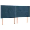 Image de vidaXL Tête de Lit avec Oreilles Meuble de Chambre à Coucher Accessoire de Lit Double Tête de Cadre de Lit Bleu Foncé 163x16x118/128 cm Velours