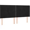 Image de vidaXL Tête de Lit avec Oreilles Meuble de Chambre à Coucher Accessoire de Lit Double Tête de Cadre de Lit Intérieur Noir 203x16x118/128 cm Velours