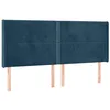 Image de vidaXL Tête de Lit avec Oreilles Meuble de Chambre à Coucher Accessoire de Lit Double Tête de Cadre de Lit Bleu Foncé 203x16x118/128 cm Velours