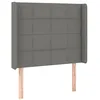 Image de vidaXL Tête de Lit avec Oreilles Meuble de Chambre à Coucher Accessoire de Lit Simple Tête de Cadre de Lit Intérieur Gris Foncé 83x16x118/128 cm Tissu
