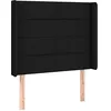 Image de vidaXL Tête de Lit avec Oreilles Meuble de Chambre à Coucher Accessoire de Lit Simple Tête de Cadre de Lit Intérieur Noir 93x16x118/128 cm Tissu