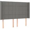 Image de vidaXL Tête de Lit avec Oreilles Meuble de Chambre à Coucher Accessoire de Lit Double Tête de Cadre de Lit Gris Foncé 147x16x118/128 cm Tissu