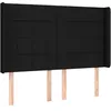 Image de vidaXL Tête de Lit avec Oreilles Meuble de Chambre à Coucher Accessoire de Lit Double Tête de Cadre de Lit Intérieur Noir 147x16x118/128 cm Tissu