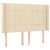 Image de vidaXL Tête de Lit avec Oreilles Meuble de Chambre à Coucher Accessoire de Lit Double Tête de Cadre de Lit Intérieur Crème 147x16x118/128 cm Tissu