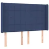 Image de vidaXL Tête de Lit avec Oreilles Meuble de Chambre à Coucher Accessoire de Lit Double Tête de Cadre de Lit Intérieur Bleu 147x16x118/128 cm Tissu
