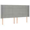 Image de vidaXL Tête de Lit avec Oreilles Meuble de Chambre à Coucher Accessoire de Lit Double Tête de Cadre de Lit Gris Clair 183x16x118/128 cm Tissu