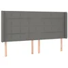 Image de vidaXL Tête de Lit avec Oreilles Meuble de Chambre à Coucher Accessoire de Lit Double Tête de Cadre de Lit Gris Foncé 183x16x118/128 cm Tissu