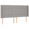 Image de vidaXL Tête de Lit avec Oreilles Meuble de Chambre à Coucher Accessoire de Lit Double Tête de Cadre de Lit Gris Clair 203x16x118/128 cm Tissu