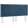 Image de vidaXL Tête de Lit avec Oreilles Meuble de Chambre à Coucher Accessoire de Lit Double Tête de Cadre de Lit Bleu Foncé 203x16x118/128 cm Velours