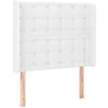 Image de vidaXL Tête de Lit avec Oreilles Meuble de Chambre à Coucher Accessoire de Lit Simple Tête de Cadre de Lit Intérieur Blanc 83x16x118/128 cm Similicuir