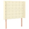 Image de vidaXL Tête de Lit avec Oreilles Meuble de Chambre à Coucher Accessoire de Lit Simple Tête de Cadre de Lit Crème 103x16x118/128 cm Similicuir
