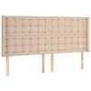 Image de vidaXL Tête de Lit avec Oreilles Meuble de Chambre à Coucher Accessoire de Lit Double Tête de Cadre de Lit Intérieur Cappuccino 163x16x118/128 cm