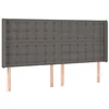 Image de vidaXL Tête de Lit avec Oreilles Meuble de Chambre à Coucher Accessoire de Lit Double Tête de Cadre de Lit Intérieur Gris 183x16x118/128 cm Similicuir