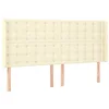 Image de vidaXL Tête de Lit avec Oreilles Meuble de Chambre à Coucher Accessoire de Lit Double Tête de Cadre de Lit Crème 203x16x118/128 cm Similicuir