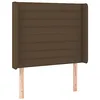 Image de vidaXL Tête de Lit avec Oreilles Meuble de Chambre à Coucher Accessoire de Lit Simple Tête de Cadre de Lit Marron Foncé 83x16x118/128 cm Tissu