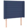 Image de vidaXL Tête de Lit avec Oreilles Meuble de Chambre à Coucher Accessoire de Lit Simple Tête de Cadre de Lit Intérieur Bleu 93x16x118/128 cm Tissu