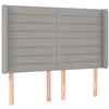 Image de vidaXL Tête de Lit avec Oreilles Meuble de Chambre à Coucher Accessoire de Lit Double Tête de Cadre de Lit Gris Clair 147x16x118/128 cm Tissu