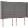 Image de vidaXL Tête de lit avec Oreilles Gris foncé 147x16x118/128 cm Tissu