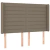 Image de vidaXL Tête de Lit avec Oreilles Meuble de Chambre à Coucher Accessoire de Lit Double Tête de Cadre de Lit Intérieur Taupe 147x16x118/128 cm Tissu