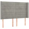 Image de vidaXL Tête de Lit avec Oreilles Meuble de Chambre à Coucher Accessoire de Lit Double Tête de Cadre de Lit Gris Clair 147x16x118/128 cm Velours