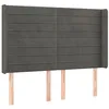 Image de vidaXL Tête de Lit avec Oreilles Meuble de Chambre à Coucher Accessoire de Lit Double Tête de Cadre de Lit Gris Foncé 147x16x118/128 cm Velours
