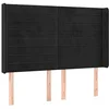 Image de vidaXL Tête de Lit avec Oreilles Meuble de Chambre à Coucher Accessoire de Lit Double Tête de Cadre de Lit Intérieur Noir 147x16x118/128 cm Velours