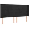 Image de vidaXL Tête de Lit avec Oreilles Meuble de Chambre à Coucher Accessoire de Lit Double Tête de Cadre de Lit Intérieur Noir 183x16x118/128 cm Velours